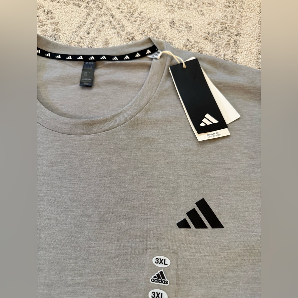 NWT Adidas Short Sleeve Tee Sz 3XLT Heather Gray - Picture 4 of 7